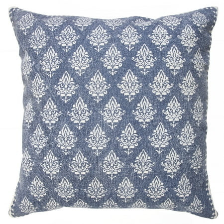 Ox Bay Flora Vintage Blue/White Damask Cotton Adult Decorative Throw Pillow Cover | Walmart (US)