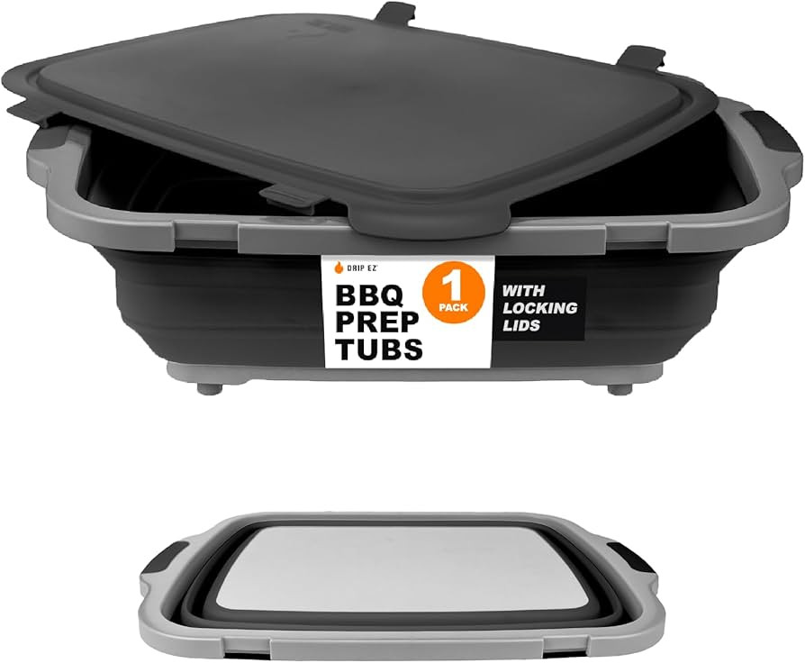 Drip EZ Collapsible BBQ Prep Tub - for Meal Prep Marinating Food Storage - Includes Cutting Board... | Amazon (US)