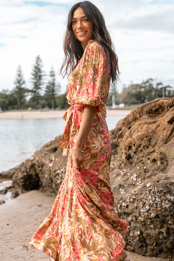 Pissaro Mid Sleeve Maxi Dress - Floral | Petal & Pup (US)