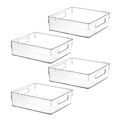 Clear Plastic Storage Bins, Pantry Organizers and Storage, Kitchen Organization and Storage Containers Bins for Organizing, Fridge, Freezer, Bathroom, Pantries, Medicine Cabinet Organizer Bin | Amazon (US)