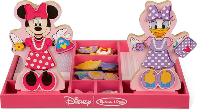 Melissa & Doug Disney Minnie Mouse and Daisy Duck Magnetic Dress-Up Wooden Doll Pretend Play Set ... | Amazon (US)