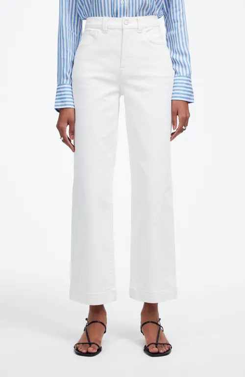 Madewell The Perfect Vintage High Waist Crop Wide Leg Jeans in Tile White at Nordstrom, Size 24P | Nordstrom