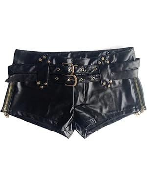 Womens Sexy High-Waisted Faux Leather Shorts Black PU Leather | Amazon (US)