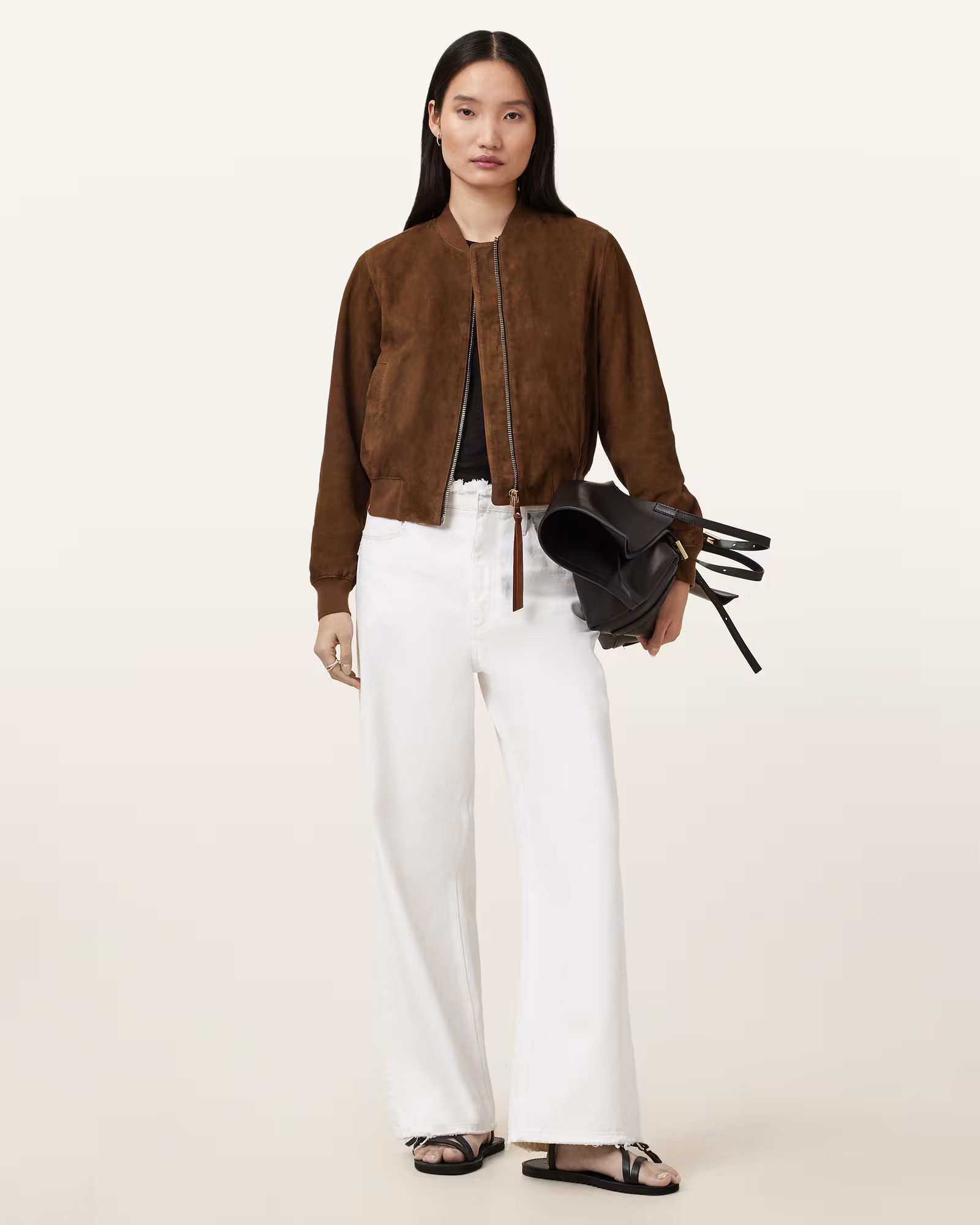 Orten Suede Bomber Jacket COGNAC BROWN | ALLSAINTS US | AllSaints US