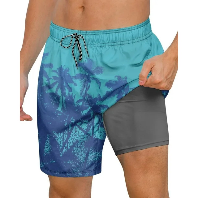 Lollipie Mens Swimming Trunks with Compression Liner Swim Shorts 7 inch Quick Dry Bathing Suit An... | Walmart (US)
