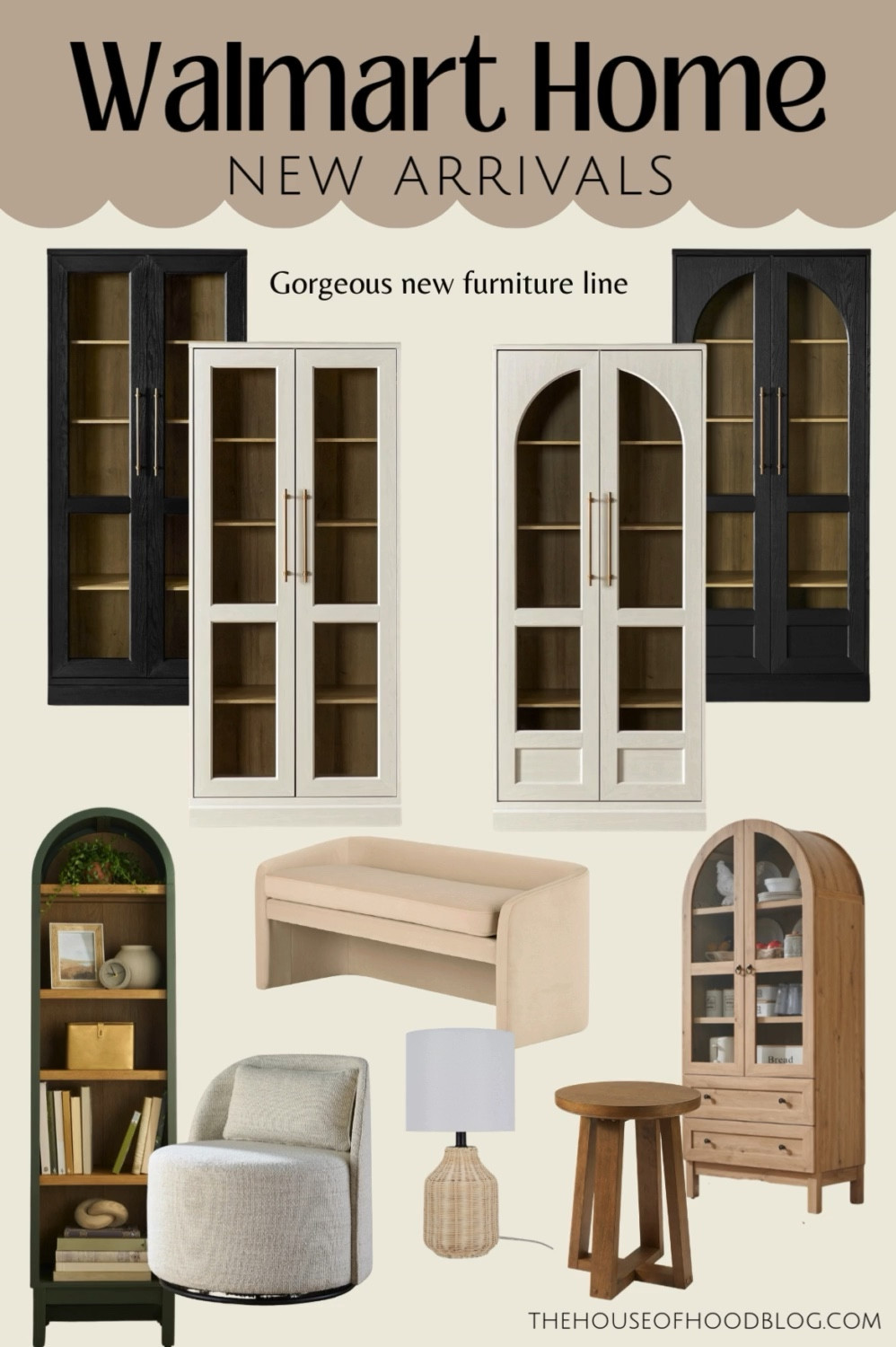 Walmart furniture bougie in a budget! Cabinets, neutral decor, arched cabinet, bench, chairs, ottoman 

#LTKWatchNow #LTKSaleAlert #LTKHome