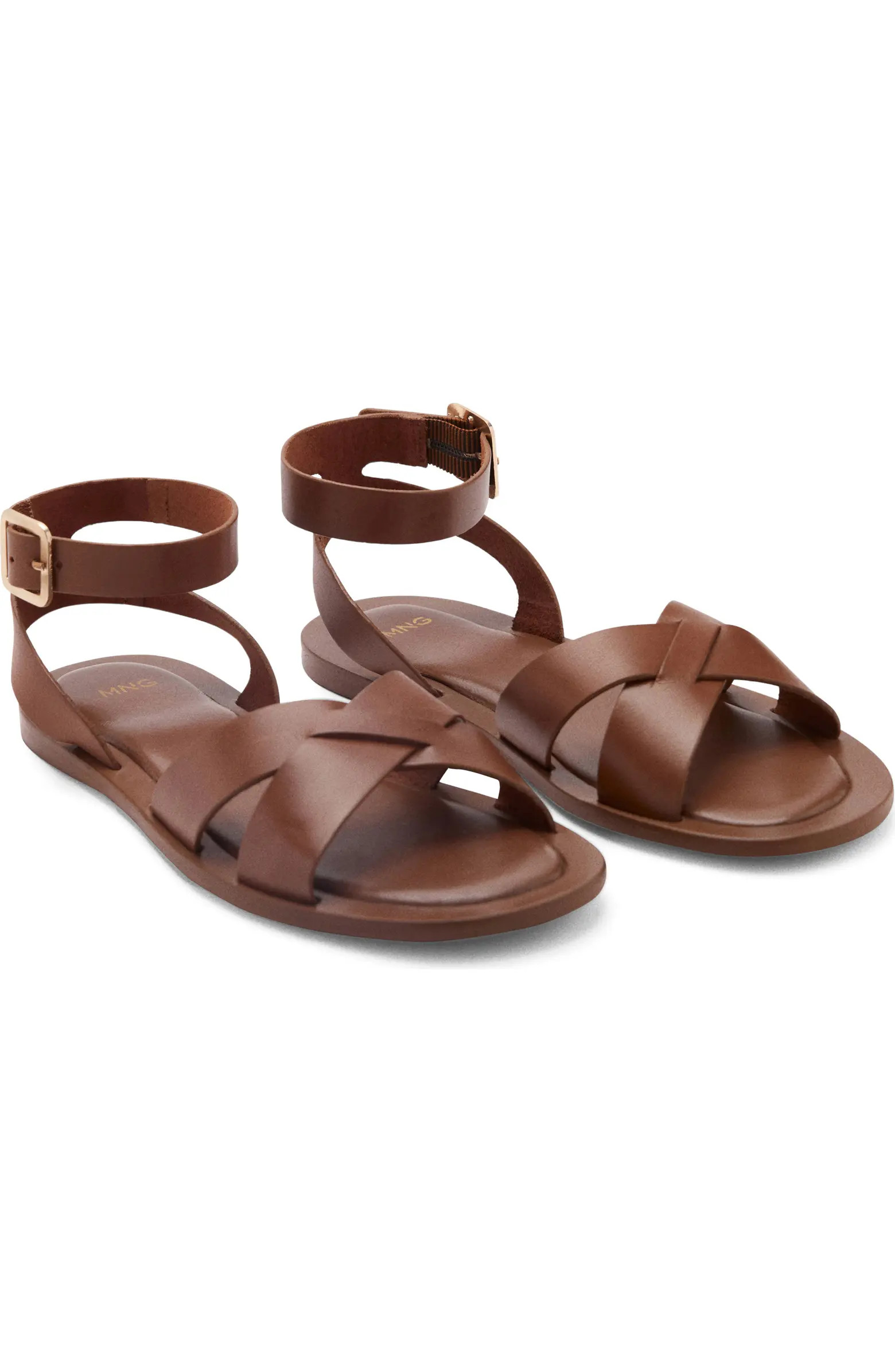 MANGO Ankle Strap Leather Sandal (Women) | Nordstrom | Nordstrom