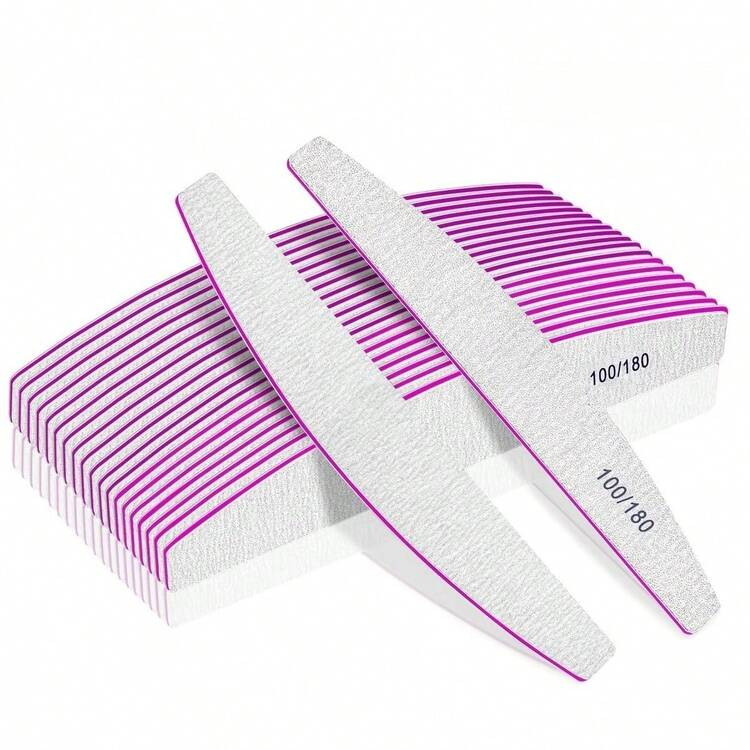 Professional Nail File 2pcs, Double-Sided Sandpaper 100/180 Grit Washable Nail File, Suitable For Acrylic Nails And Natural Nails. | SHEIN