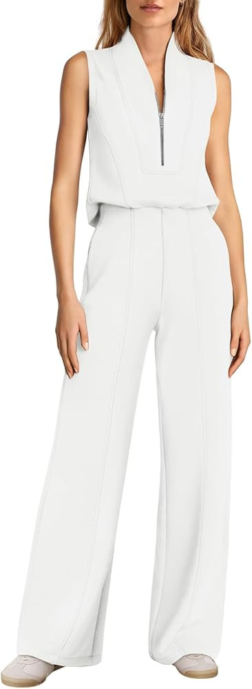 Yanekop Womens Wide Leg Jumpsuits Sleeveless One Piece Jumpsuits Dressy Airport Travel Outfit Sum... | Amazon (US)