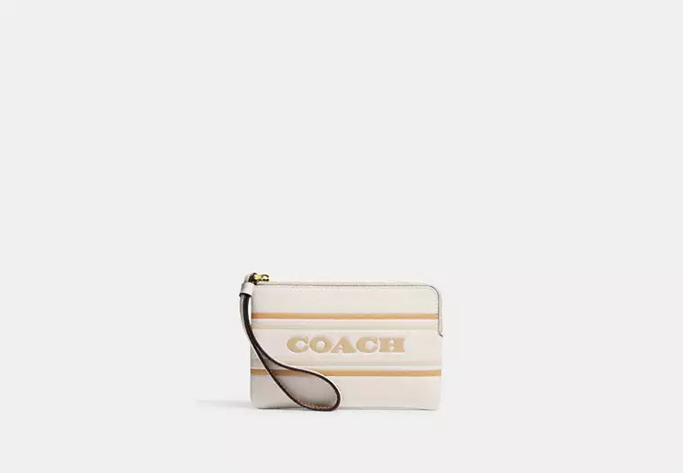 Corner Zip Wristlet With Coach Stripe | Coach Outlet US