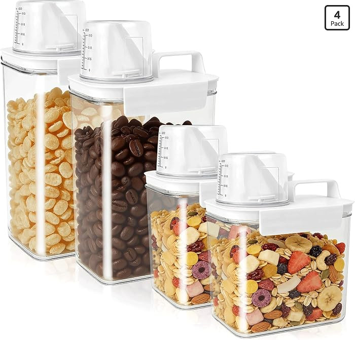 Storage Cereal Organizers Containers Sets,Food Grade BPA free PET Material Reusable，Airtight fo... | Amazon (US)
