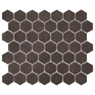 LuxeCraft Hexagon 10 in. x 12 in. x 6.35 mm Obsidian Black Glazed Ceramic Mosaic Tile (0.81 sq. f... | The Home Depot
