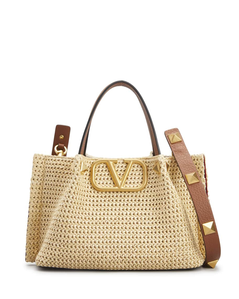 Valentino Garavani VLOGO Roman Stud Small Perforated Tote Bag | Neiman Marcus