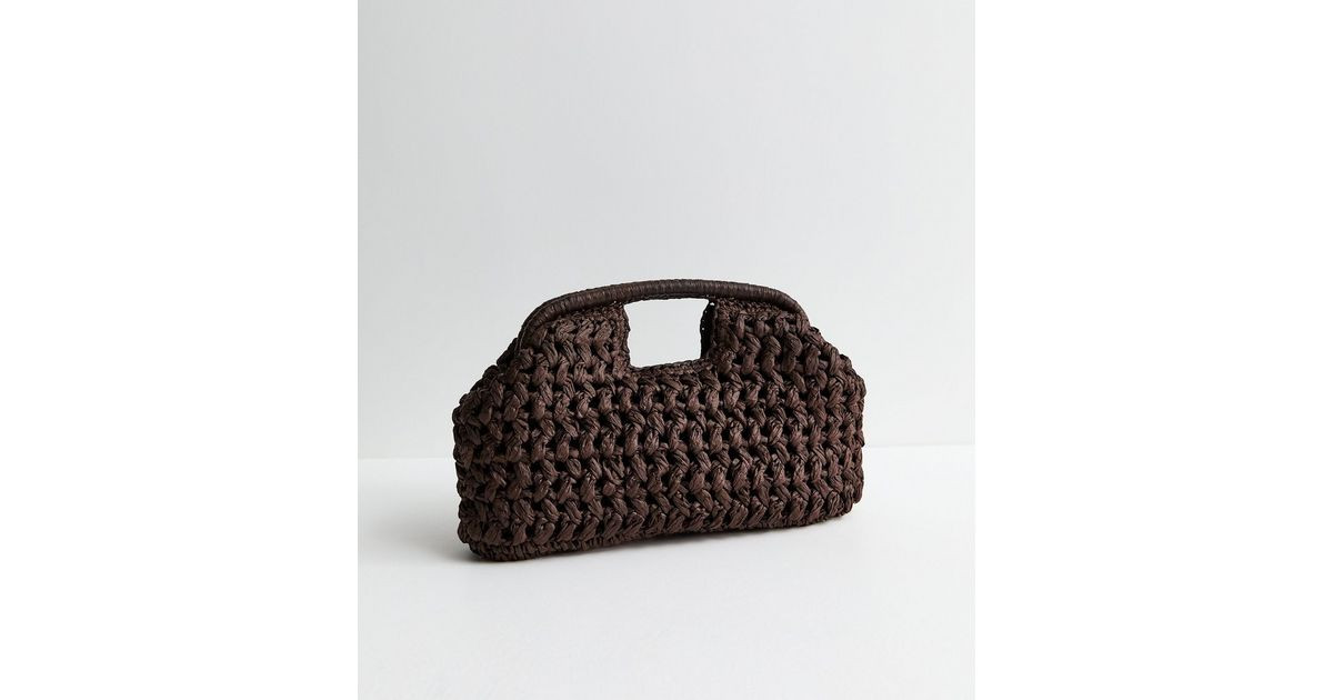 Dark Brown Woven Slouch Grab Clutch | New Look | New Look (UK)