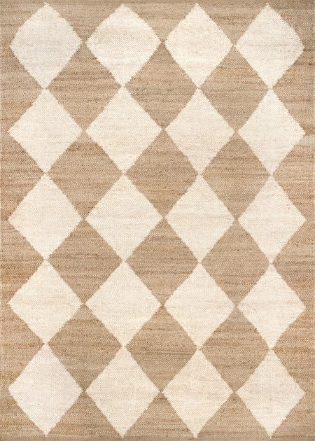Natural Louie Diamond Checkerboard Jute  Area Rug | Rugs USA