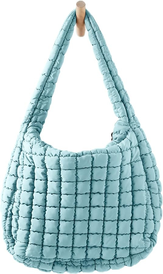 Womens Lightweight Quilted Padding Shoulder Bag Soft Puffer Tote Bag Big Capacity Puffy Tote Bag ... | Amazon (US)