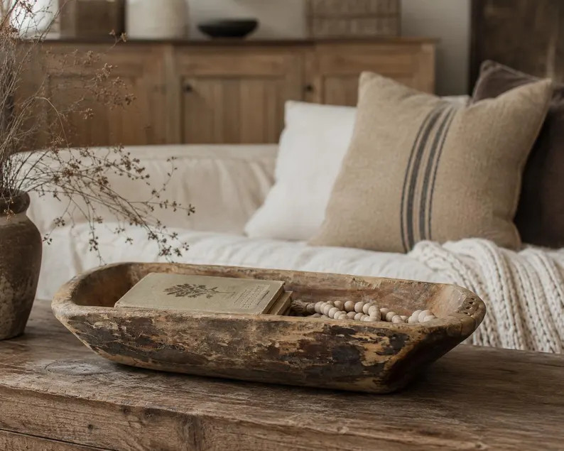 Vintage Wood Trough Bowl | Rustic European Dough Bowl | Etsy (Global)