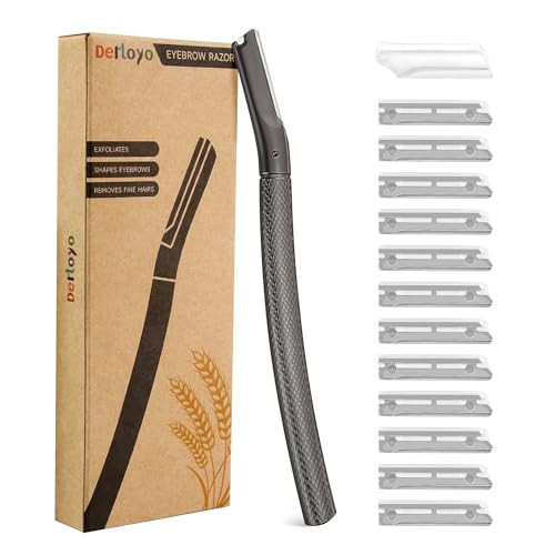 Eyebrow Razor with 12 Blades, Face Razors for Women and Men,Dermaplane Razor for Women Face, Facial Hair Removal for & Eyebrow Hair Removal - Black | Amazon (US)