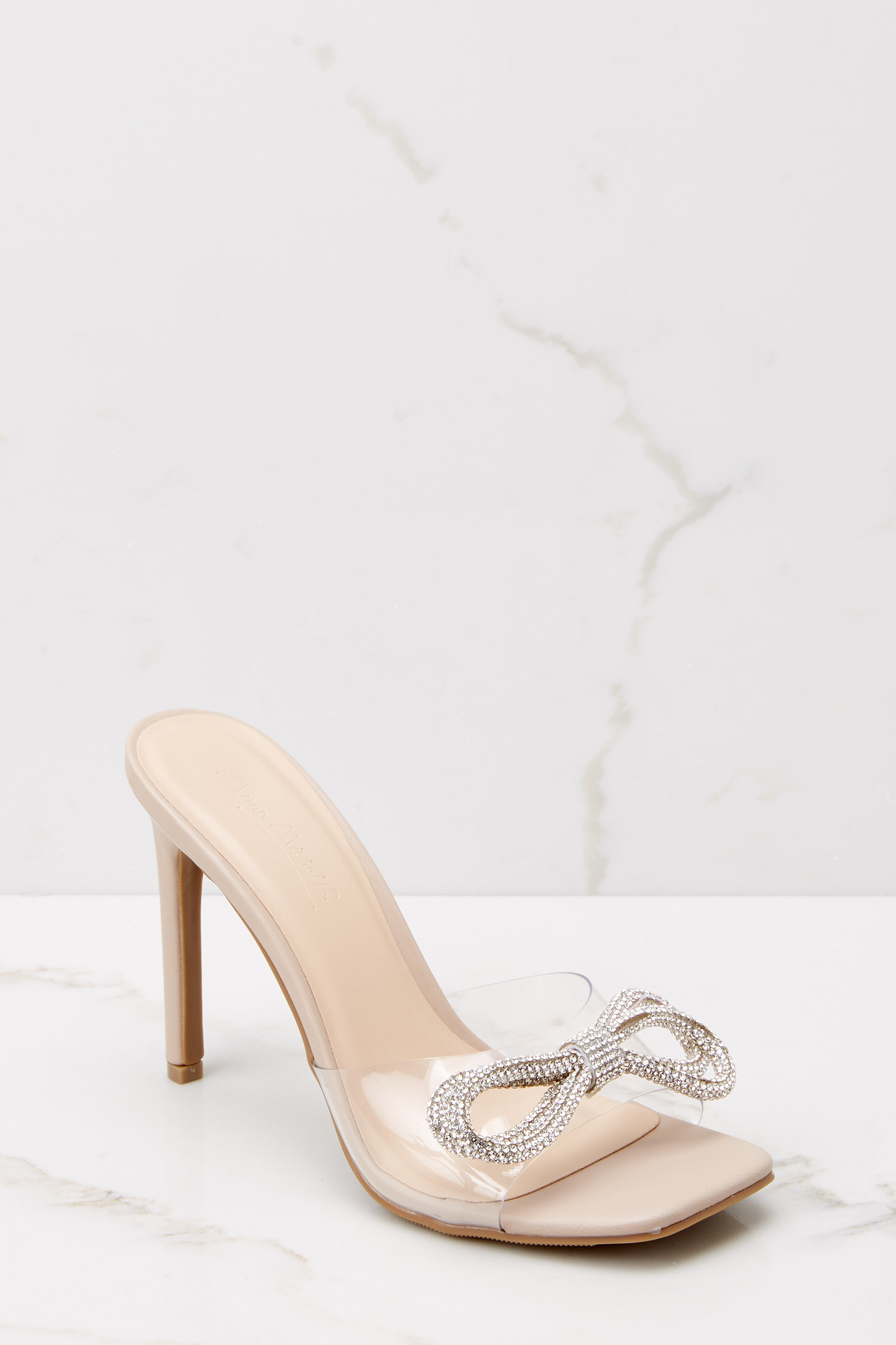 Invaluable Love Nude And Clear Heels | Red Dress 