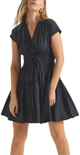 Derek Lam 10 Crosby Women's Tora V-Neck Dress, Black, 10 | Amazon (US)