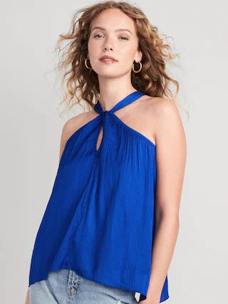 Sleeveless Satin Twist-Front Top for Women | Old Navy (US)