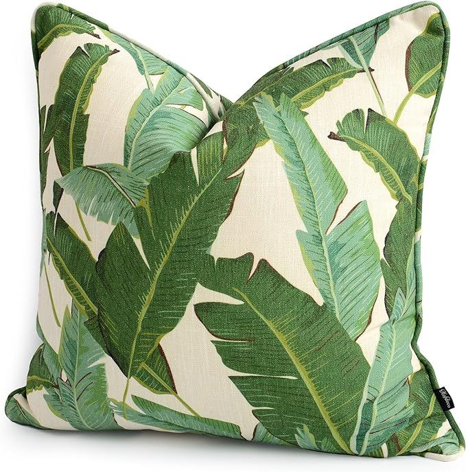 Hofdeco Tropical Pillow Cover ONLY, Green Banana Leaf, 20"x20" | Amazon (US)