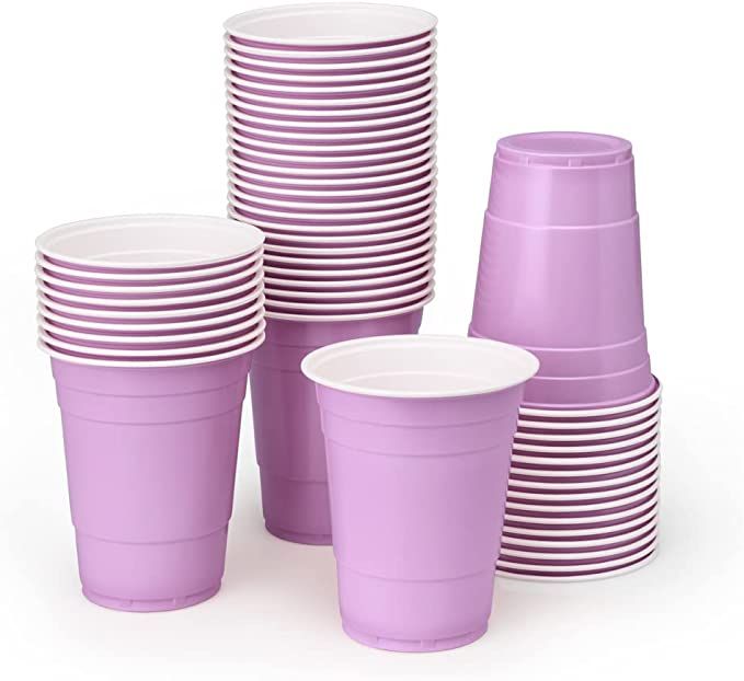 xo, Fetti Party Decorations Lavender Plastic Cups - 50 Purple Matte 16 oz Disposable Cups | Bache... | Amazon (US)