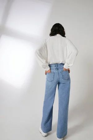 76s Organic Cotton Wide Leg Full Length Jean | Warehouse UK & IE