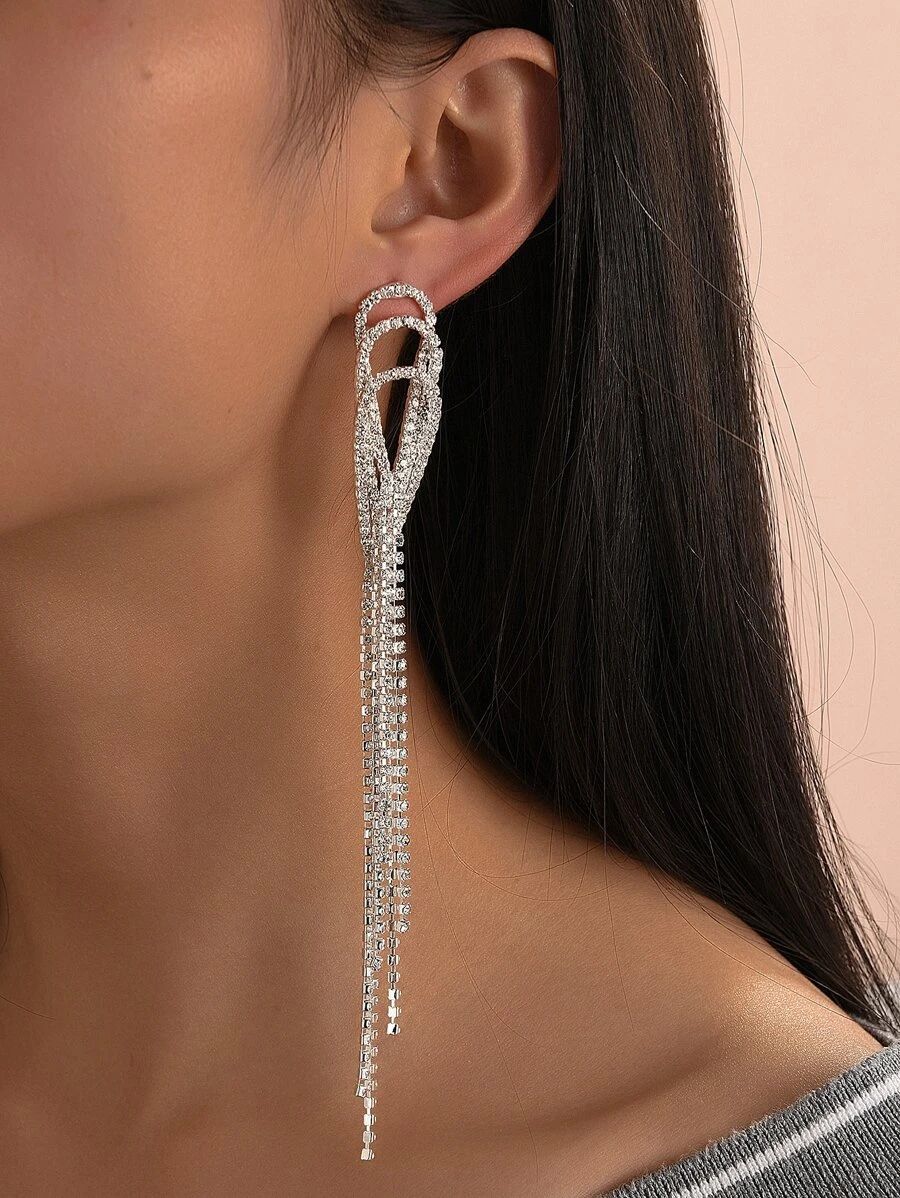 HomeJewelry & WatchesFashion JewelryEarringsDangle EarringsRhinestone Tassel Earrings | SHEIN