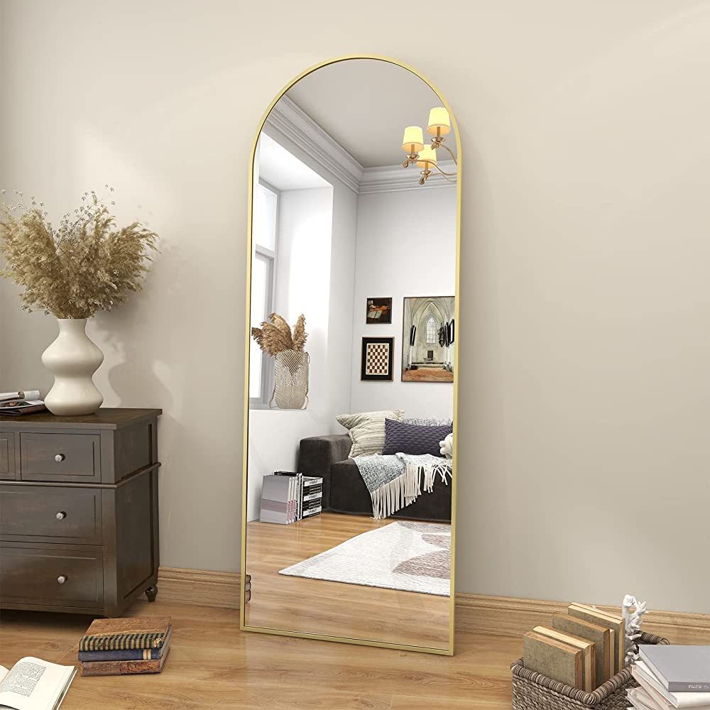 BEAUTYPEAK 64"x21" Arch Floor Mirror, Full Length Mirror Wall Mirror Hanging or Leaning Arched-To... | Amazon (US)
