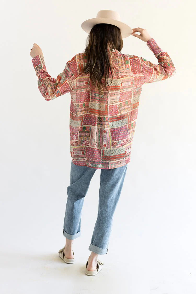 Multicolored Patchwork Print Blouse | Flea Style