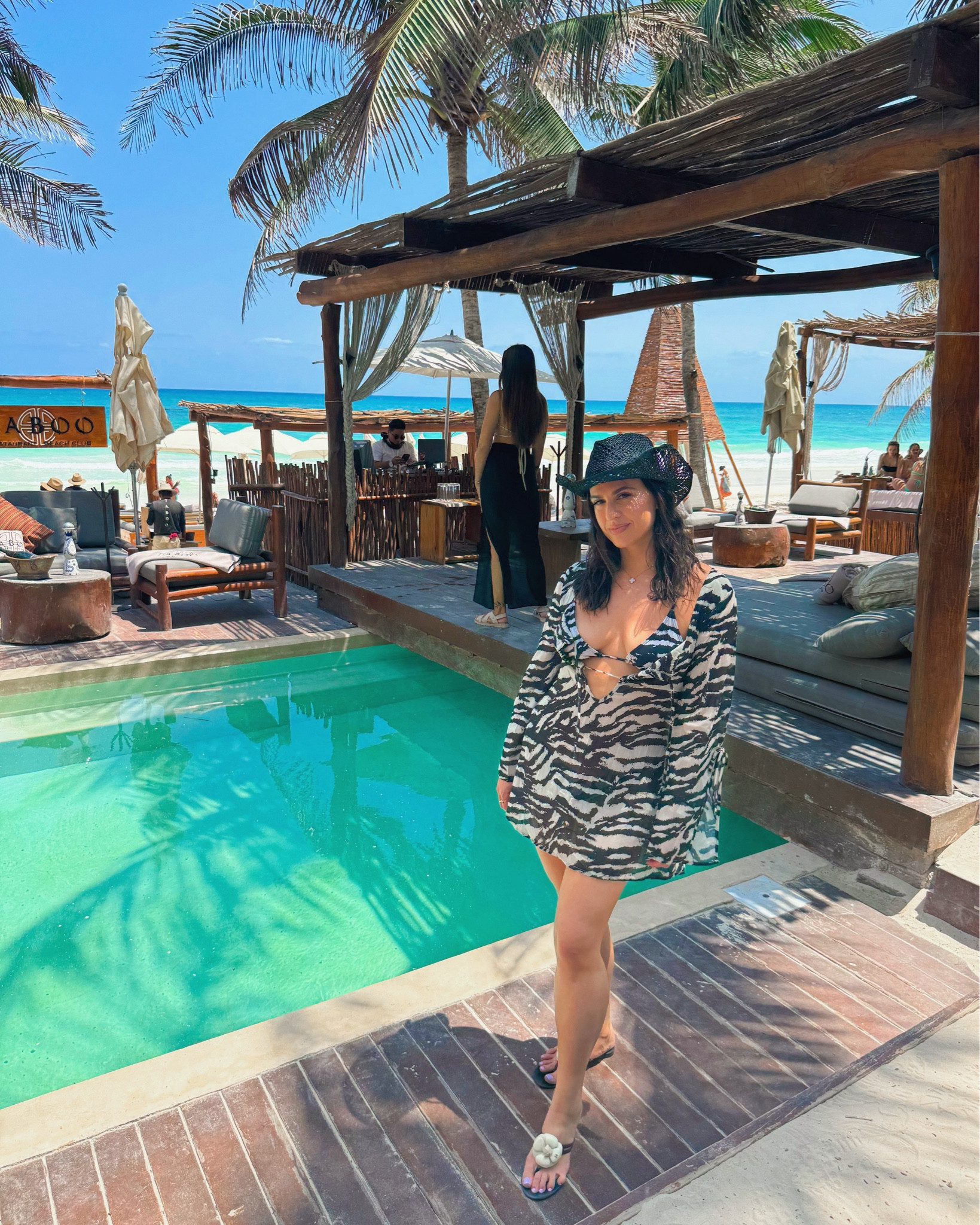 This ain't Texas, this tulum 🦓 #tulum #mexico #bachelorette #bacheloretteparty #animalprint #zebra #zebraprint #jungletheme #poolparty 

#LTKtravel #LTKxSephora #LTKFestival