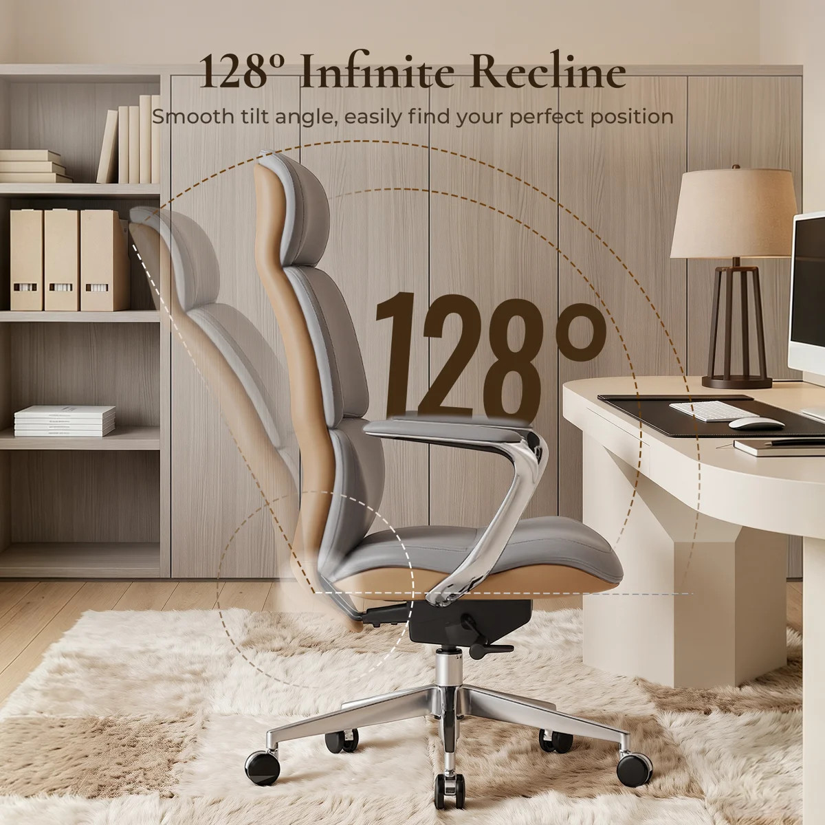 Genuine Leather Executive Chair, Swivel Ergonomic Office Chair, Home Desk Chair with Tilt Reclini... | Wayfair North America
