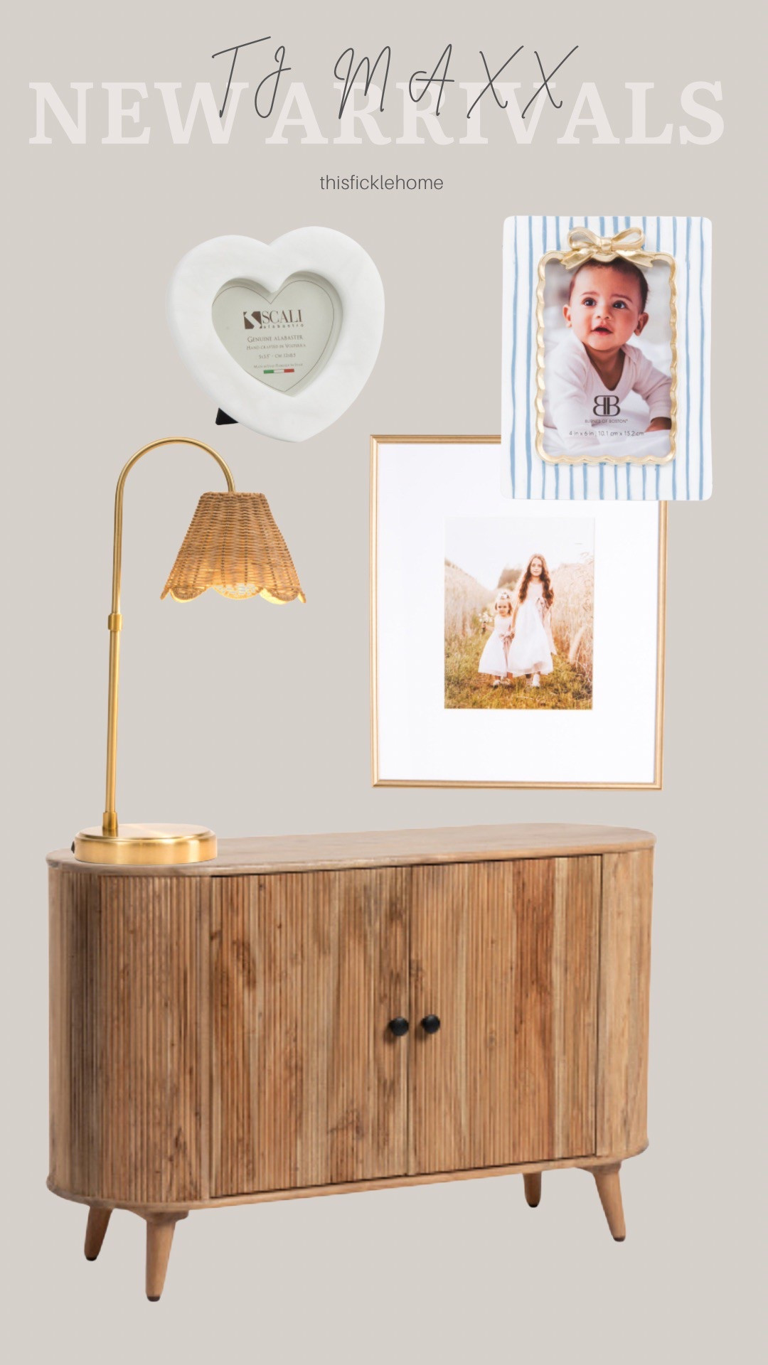 Latest home finds at TJ Maxx! 

Alabaster heart frame. Oval two door cabinet. Woven lamp. Picture frames.

#LTKHome #LTKSaleAlert