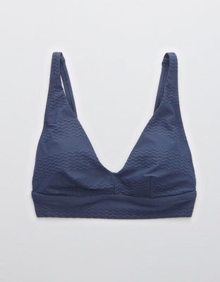 Aerie Jacquard Longline V Scoop Bikini Top | American Eagle Outfitters (US & CA)