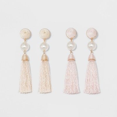 SUGARFIX by BaubleBar Embellished Tassel Earring Set - Light Pink | Target