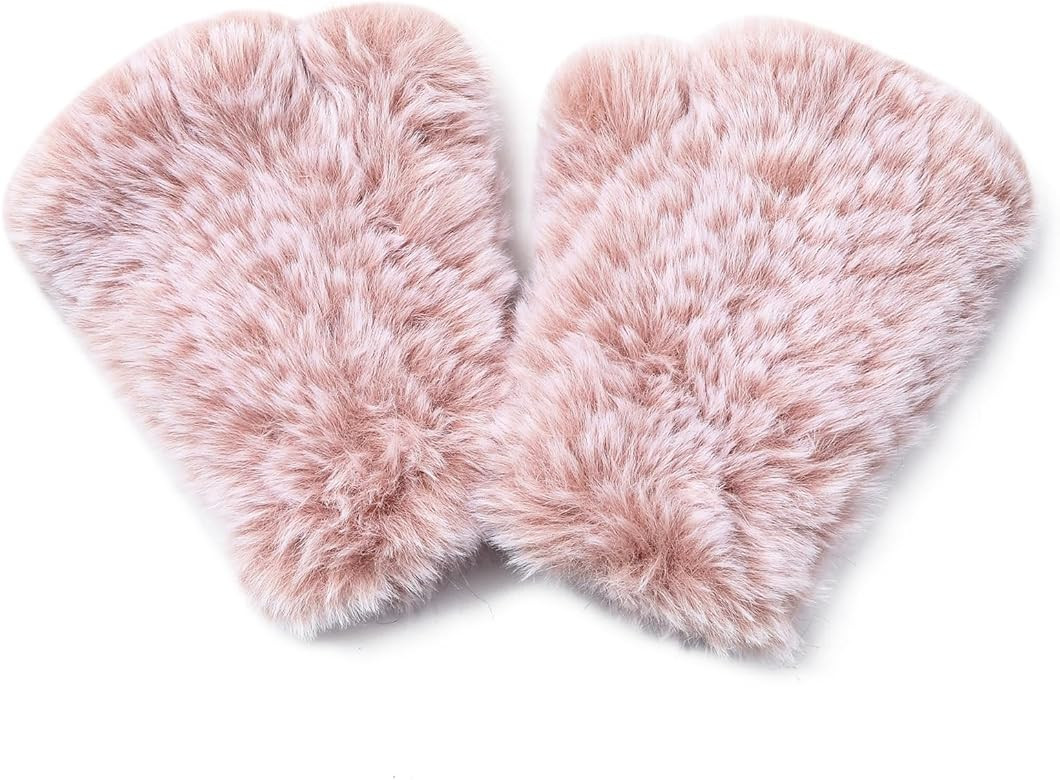 CECELORIA Women Faux Fur Fingerless Gloves - Soft Winter Gloves, Furry Gloves for Women Winter Wa... | Amazon (US)