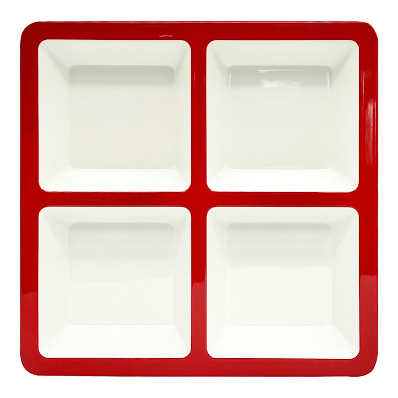 4-Section Melamine Tray, Red | At Home