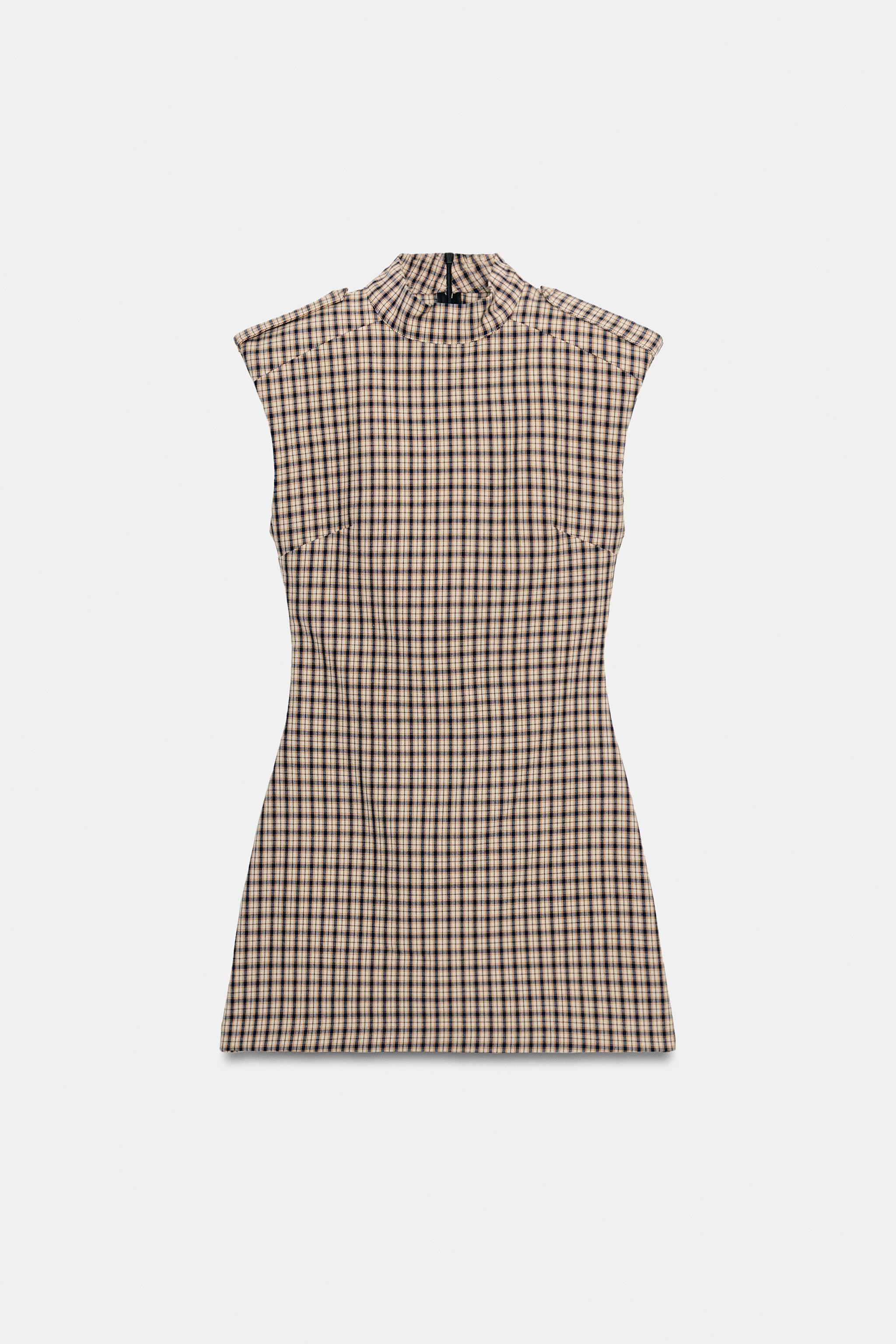 CHECKED PLAYSUIT WITH TABS | Zara UK