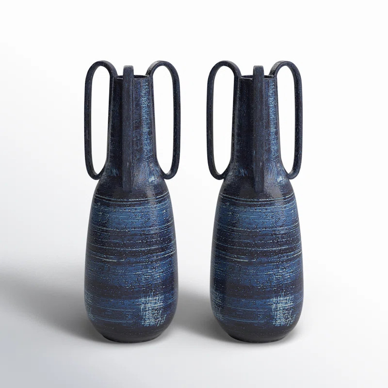 Ghislaine Blue 17" Indoor / Outdoor Ceramic Table Vase (Set of 2) | Wayfair North America