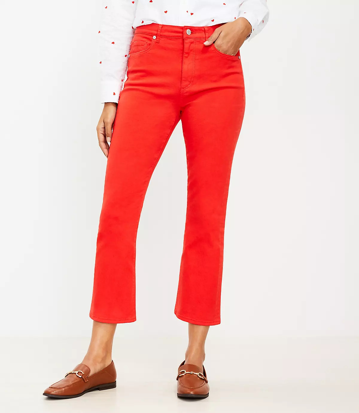 High Rise Kick Crop Jeans in Intense Lava | LOFT