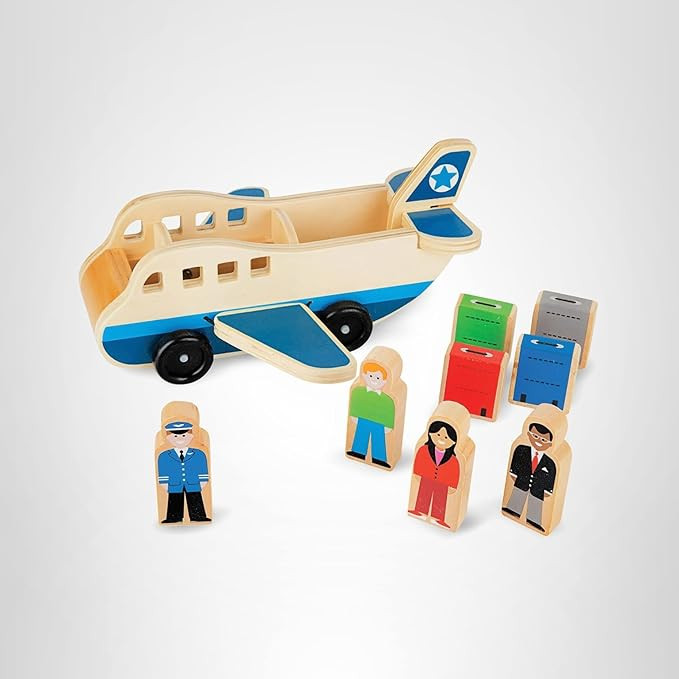 Melissa & Doug Wooden Airplane Play Set with 4 Play Figures and 4 Suitcases | Amazon (US)