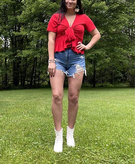 This country concert outfit is so cute with a red top, Jean shorts, and white cowboy boots!

#LTKFestival #LTKunder50 #LTKU