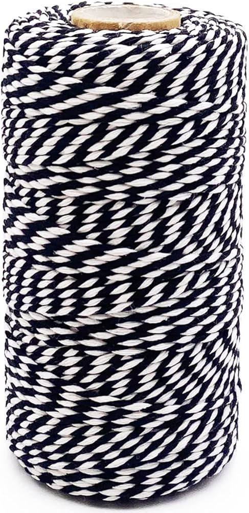 Cotton Twine Black and White Baker String 2mm Thick 328 Feet Christmas Twine for Gift Wrapping DI... | Amazon (US)