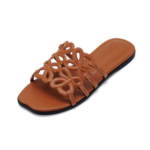 Flat Sandals for Women 2026 Luxury Open Toe Dressy Slip On Sandals Comfortable Slides for Summer | Amazon (US)