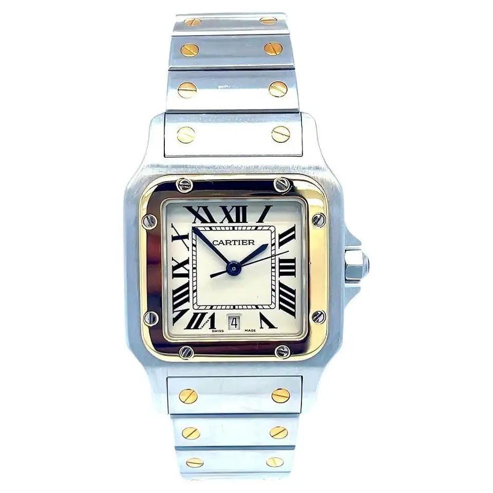 Cartier Santos Galbee Two Tone Quartz Watch | 1stDibs