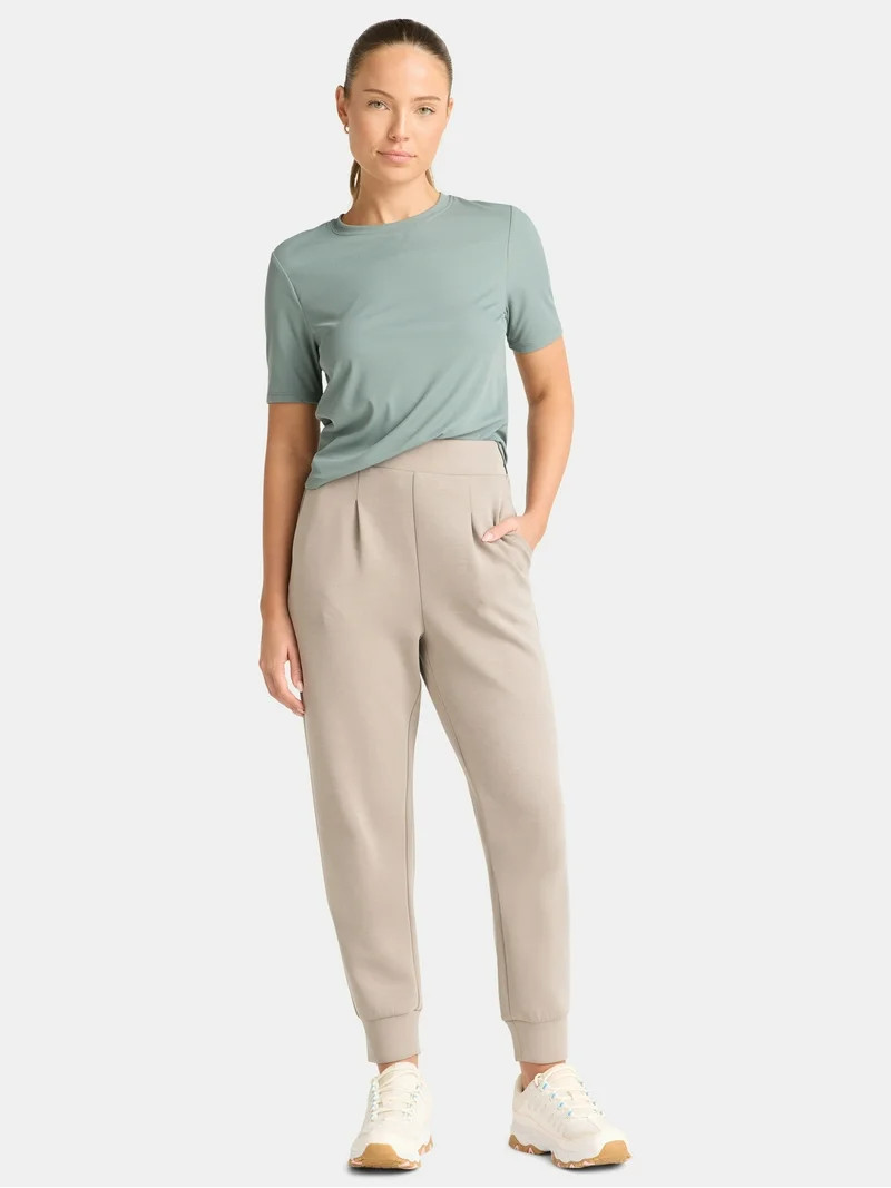 Avia Women's Scuba Knit Pleat Joggers with Pockets, Size XS-4X | Walmart (US)