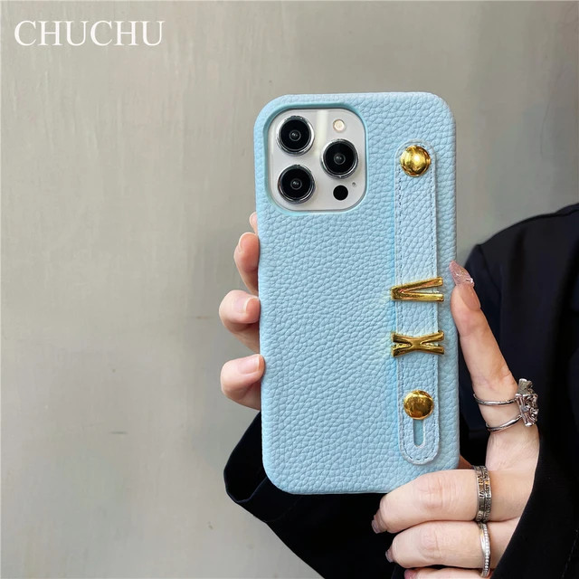 Metal Gold Name Wristband Leather Case For iphone 14 Pro Max 13 12 11 XS XR 7 8 Plus SE3 MiNi Cus... | AliExpress (US)