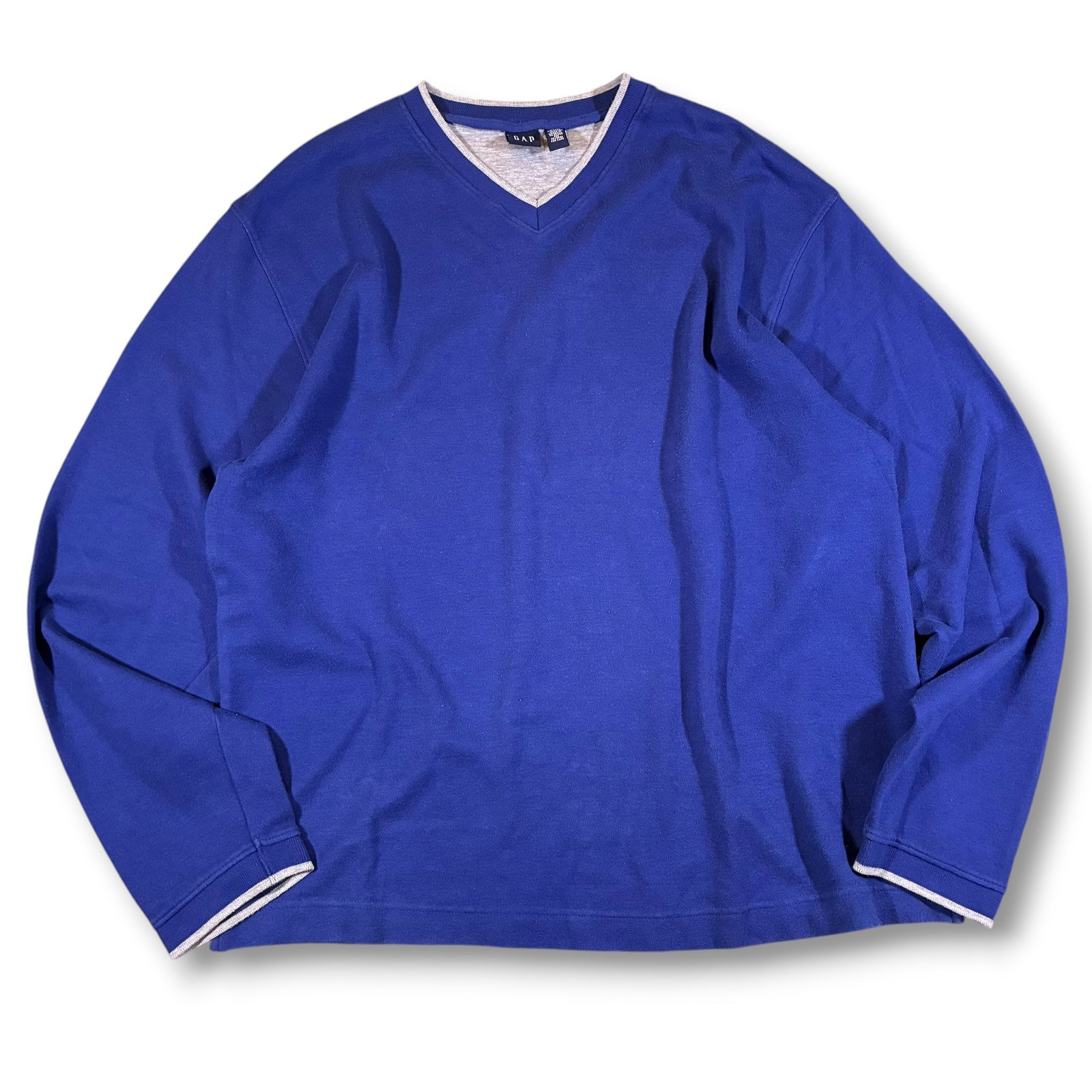 Vtg Y2k Gap Royal Blue V Neck Long Sleeve Casual Sweatshirt Top Men's M | Poshmark