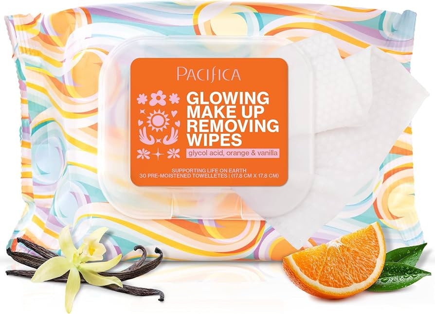 Pacifica Makeup Remover Face Wipes - Daily Facial Cleansing & Exfoliating Towelettes - Biodegrada... | Amazon (US)